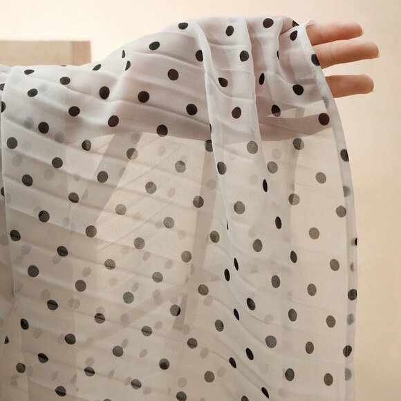 Elegant Women's Polka Dot Print Pleated detailed bow Tied stunning Blouse - Picture 7 of 7